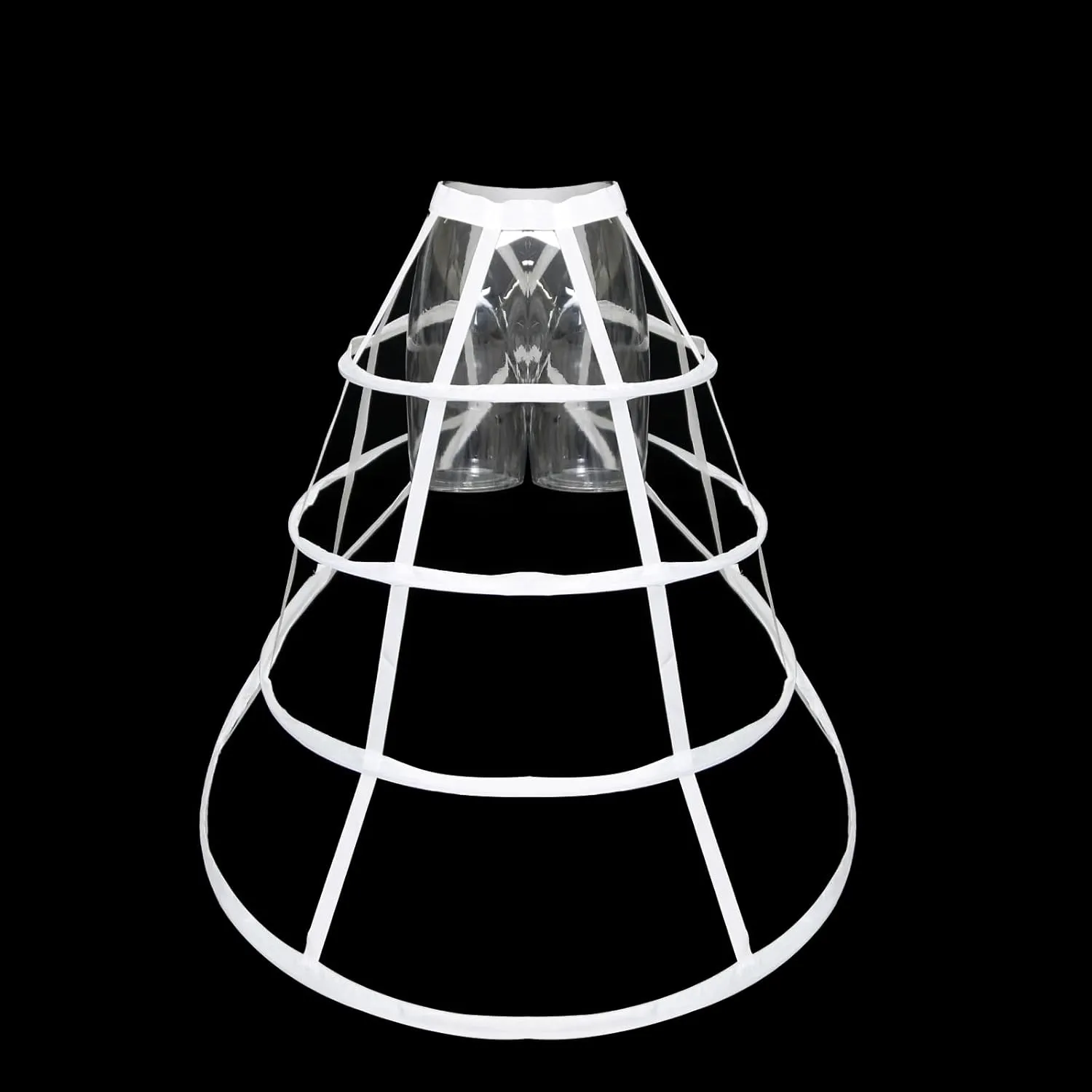 MYAYD Women's Fishbone hollowed Cross Birdcage Hoop Skirt Brace Lolita Half length Petticoat Pannier