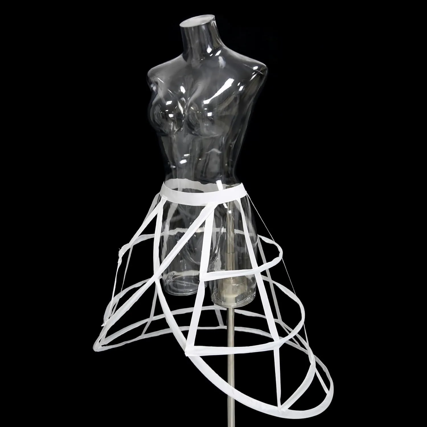 MYAYD Women's Fishbone hollowed Cross Birdcage Hoop Skirt Brace Lolita Half length Petticoat Pannier