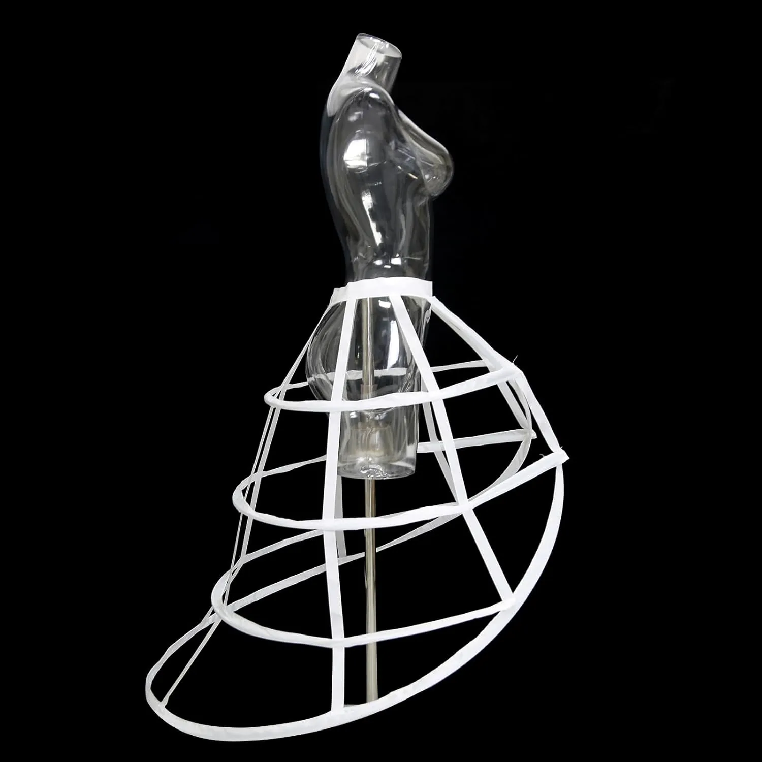 MYAYD Women's Fishbone hollowed Cross Birdcage Hoop Skirt Brace Lolita Half length Petticoat Pannier