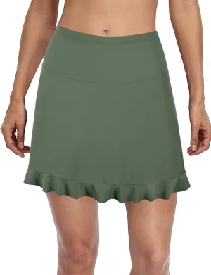 Mycoco Women's Long Swim Skirt UV 50  High Waist Swim Bottom Multi-Purpose Athletic Sports Tankini Bottom