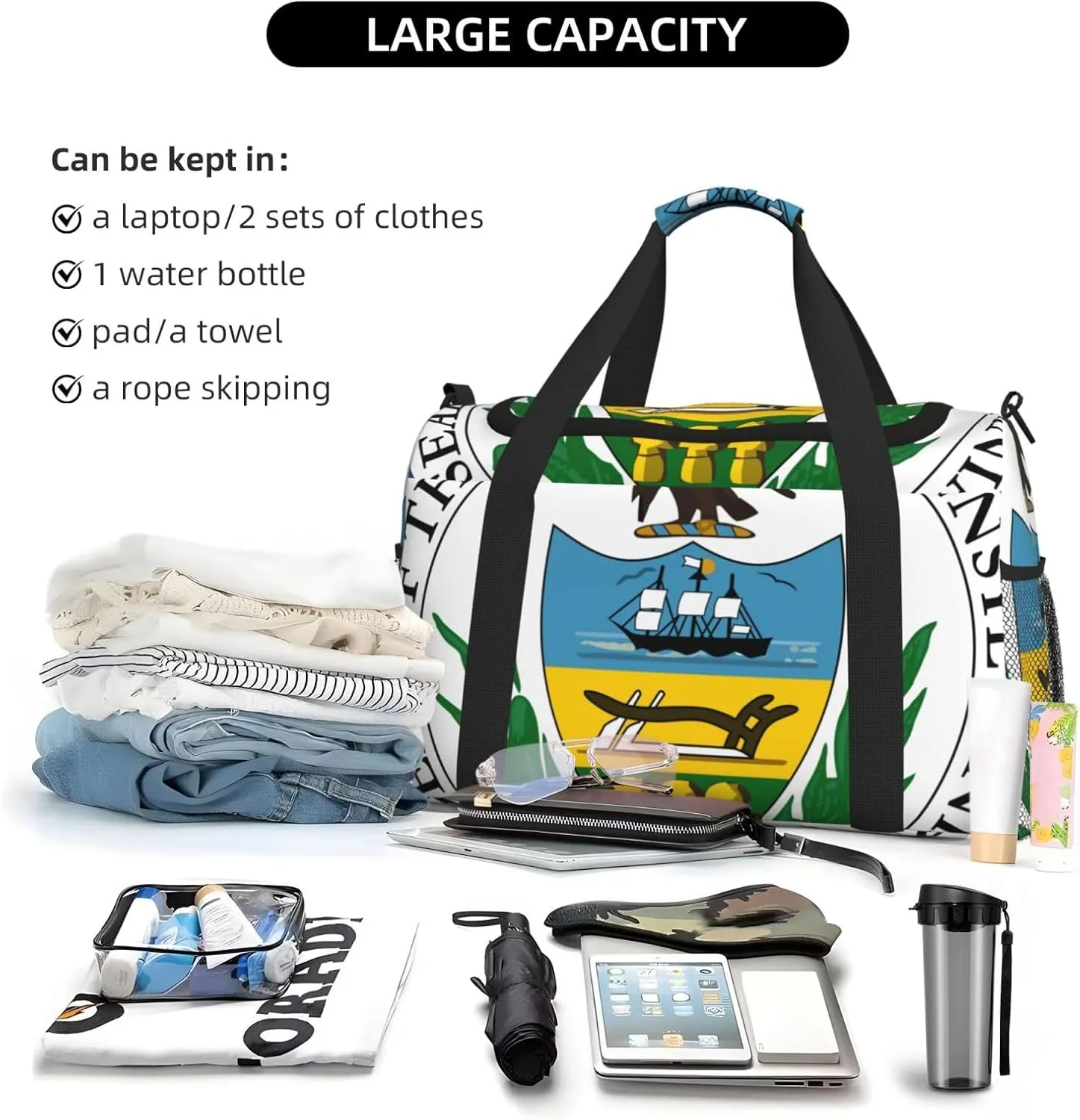 National Emblem Of Pennsylvania Travel Duffel Bag Large Foldable Waterproof Overnight Bag For Beach Swim Bags Pool Sports Gym