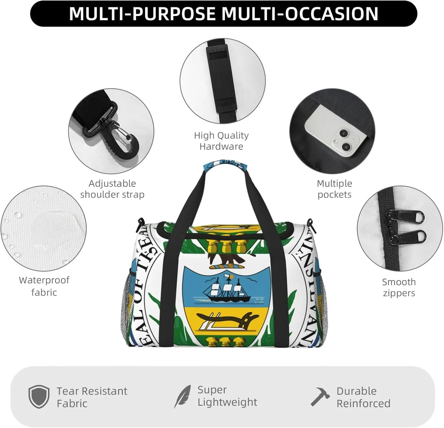 National Emblem Of Pennsylvania Travel Duffel Bag Large Foldable Waterproof Overnight Bag For Beach Swim Bags Pool Sports Gym