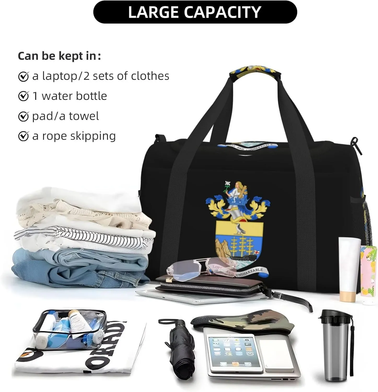 National Emblem Of Saint Helena Travel Duffel Bag Large Foldable Waterproof Overnight Bag For Beach Swim Bags Pool Sports Gym