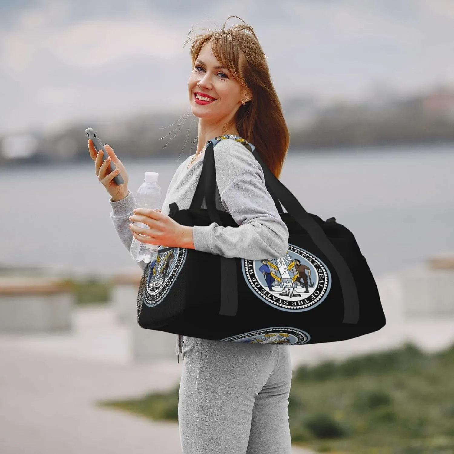 National Emblem Of Wyoming Travel Duffel Bag Large Foldable Waterproof Overnight Bag For Beach Swim Bags Pool Sports Gym