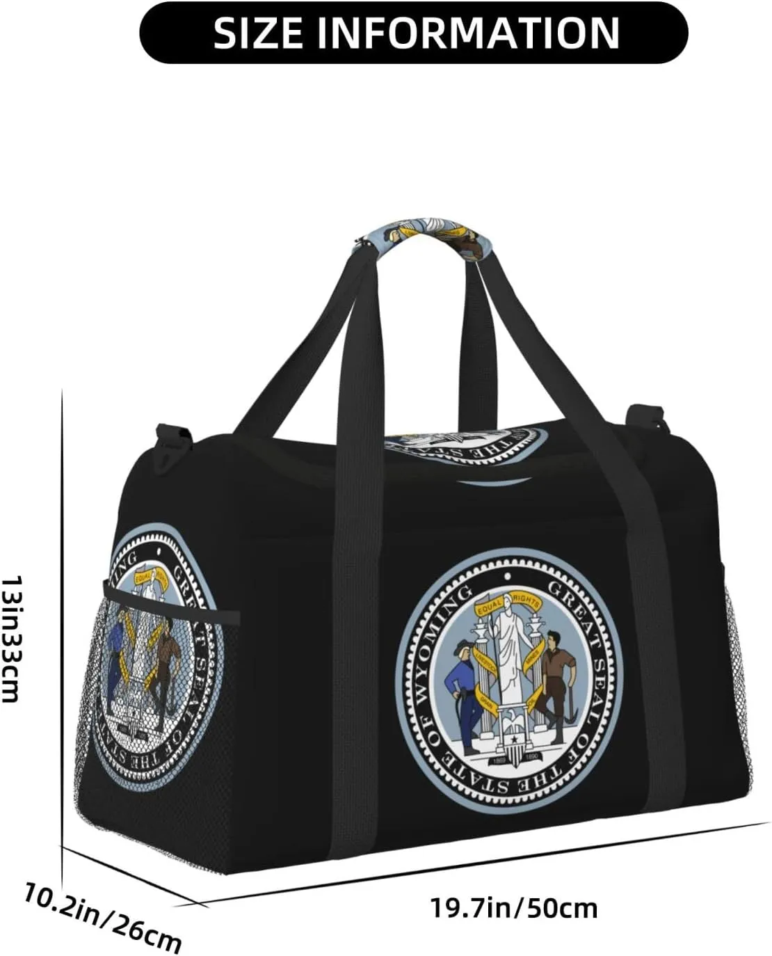 National Emblem Of Wyoming Travel Duffel Bag Large Foldable Waterproof Overnight Bag For Beach Swim Bags Pool Sports Gym