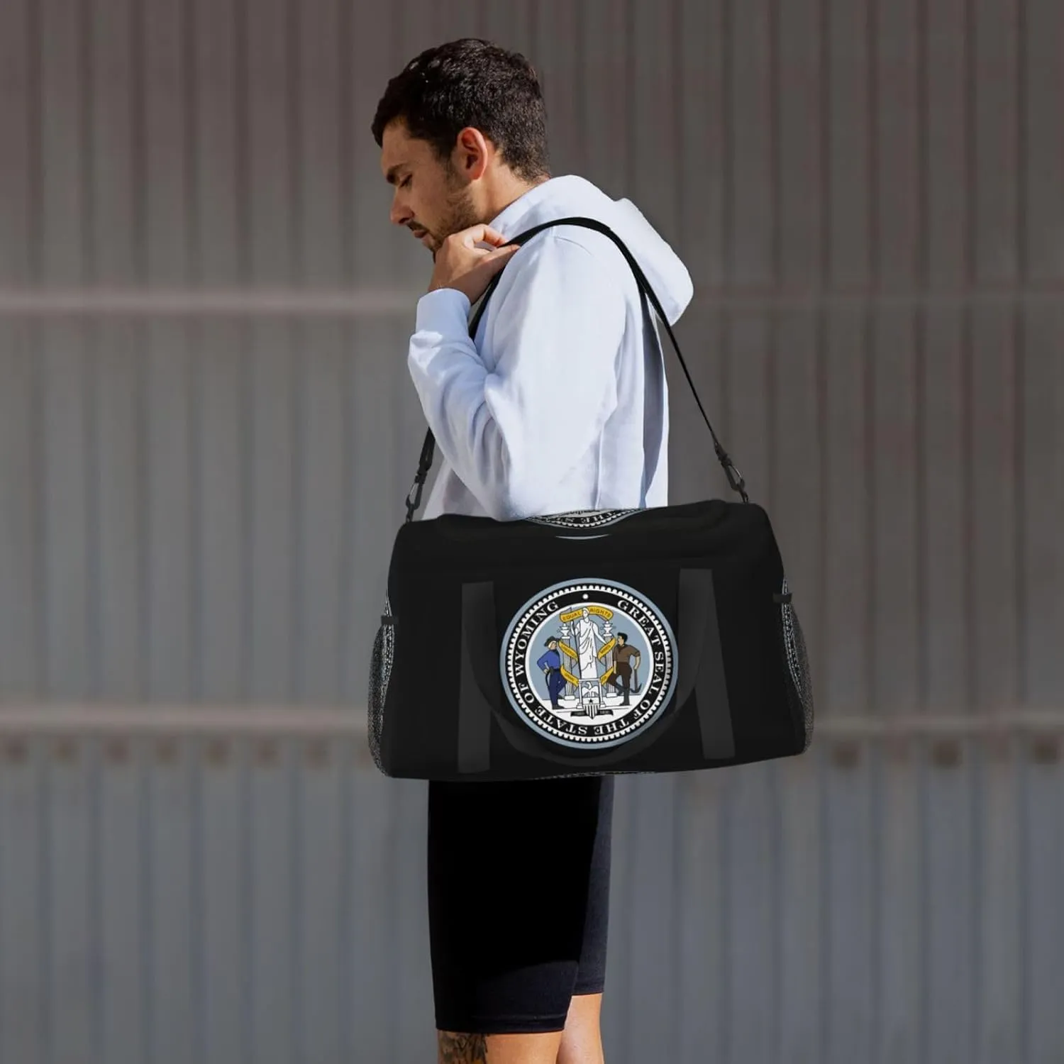 National Emblem Of Wyoming Travel Duffel Bag Large Foldable Waterproof Overnight Bag For Beach Swim Bags Pool Sports Gym