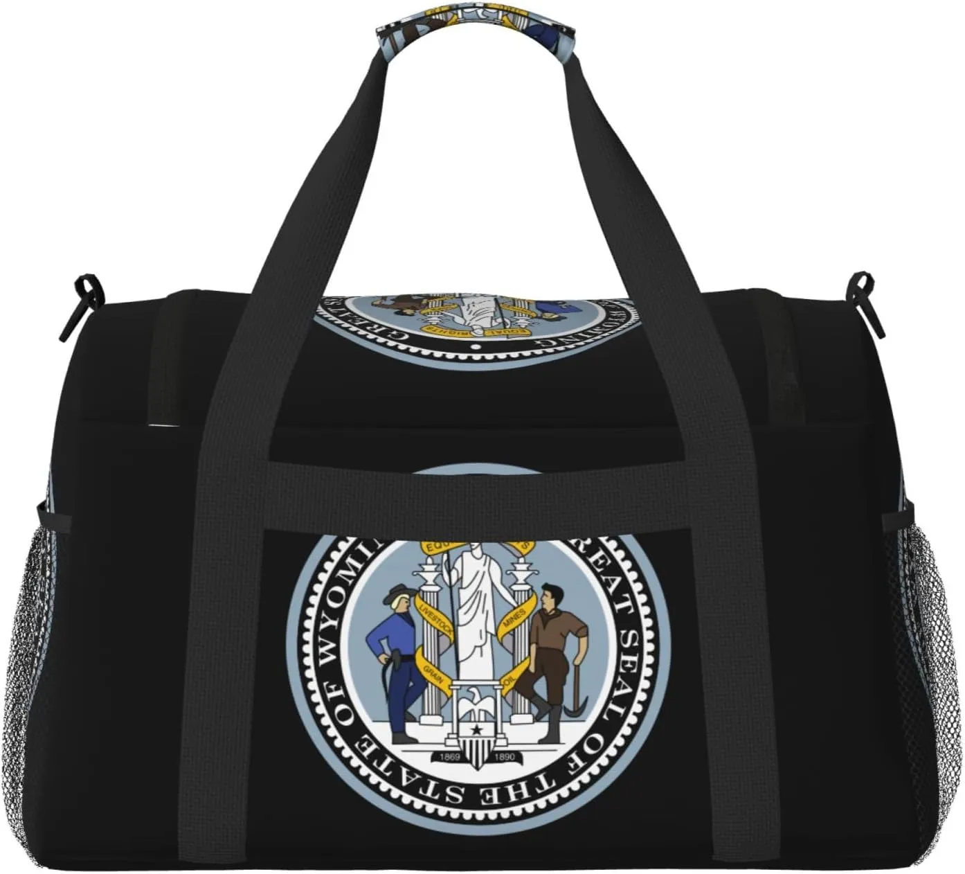 National Emblem Of Wyoming Travel Duffel Bag Large Foldable Waterproof Overnight Bag For Beach Swim Bags Pool Sports Gym
