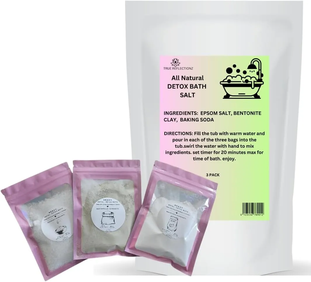 Natural Bath Detox Heavy Metal Detox Bath Helps with congnitive Delays in Kids No Measuring Required Remove Heavy Metal from Body Remove toxins Epsom Salt, Healing Clay Aluminum Free Baking soda 4lb