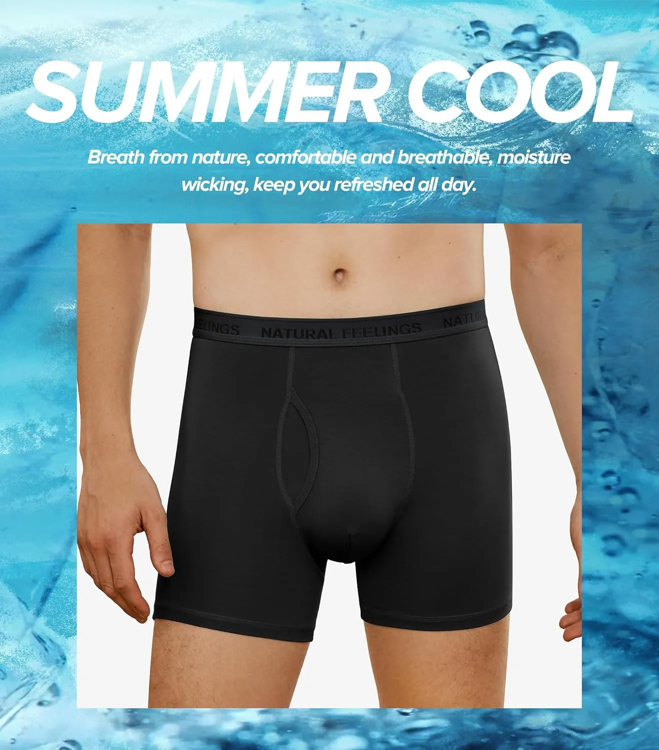 Natural Feelings Men's Underwear Viscose from Bamboo Boxer Briefs Underwear Pack for Men
