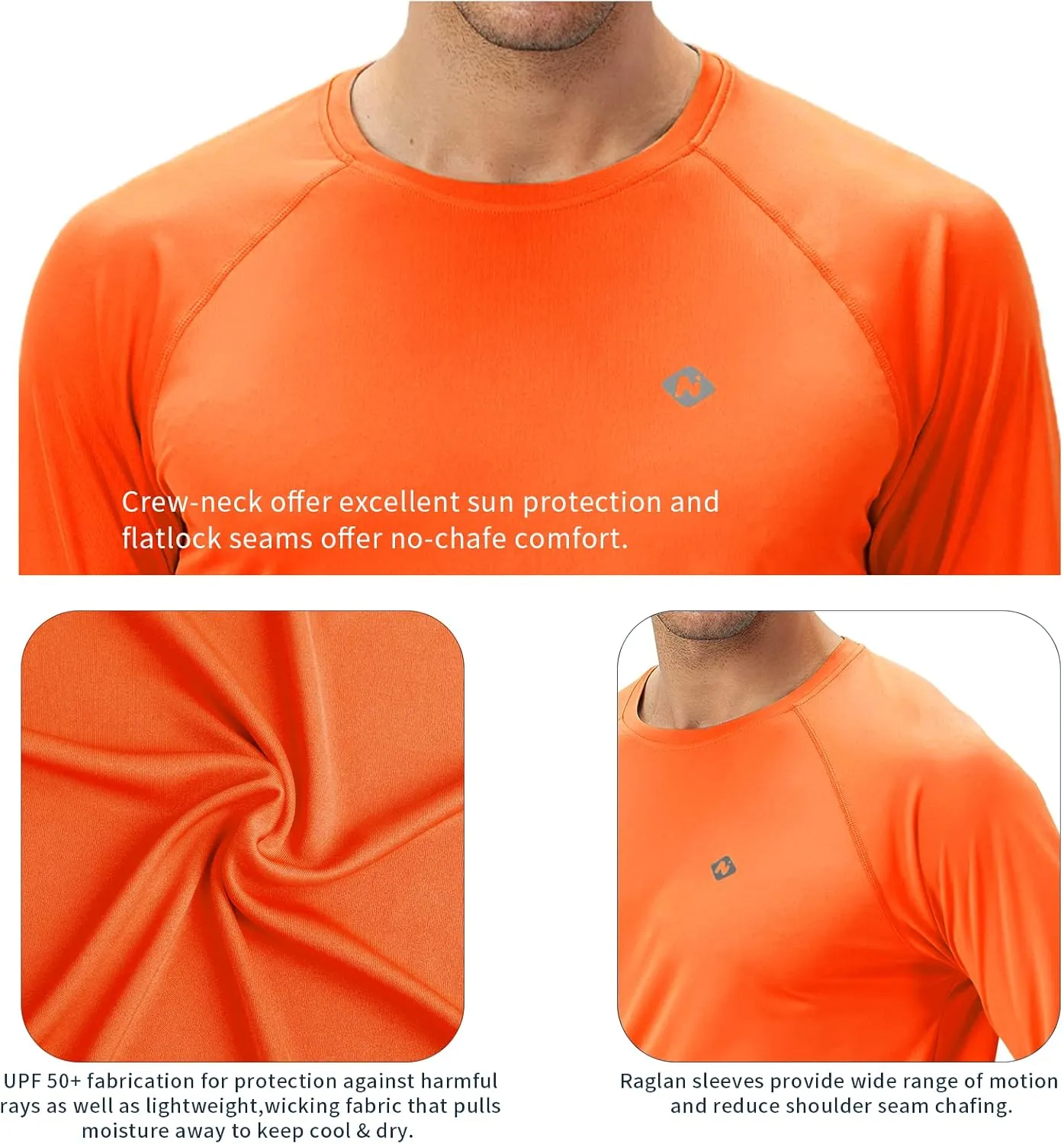 NAVISKIN Men's Rash Guard Shirts Swim Shirts UPF 50  UV Sun Protection Long Sleeve Shirts Lightweight Quick Dry