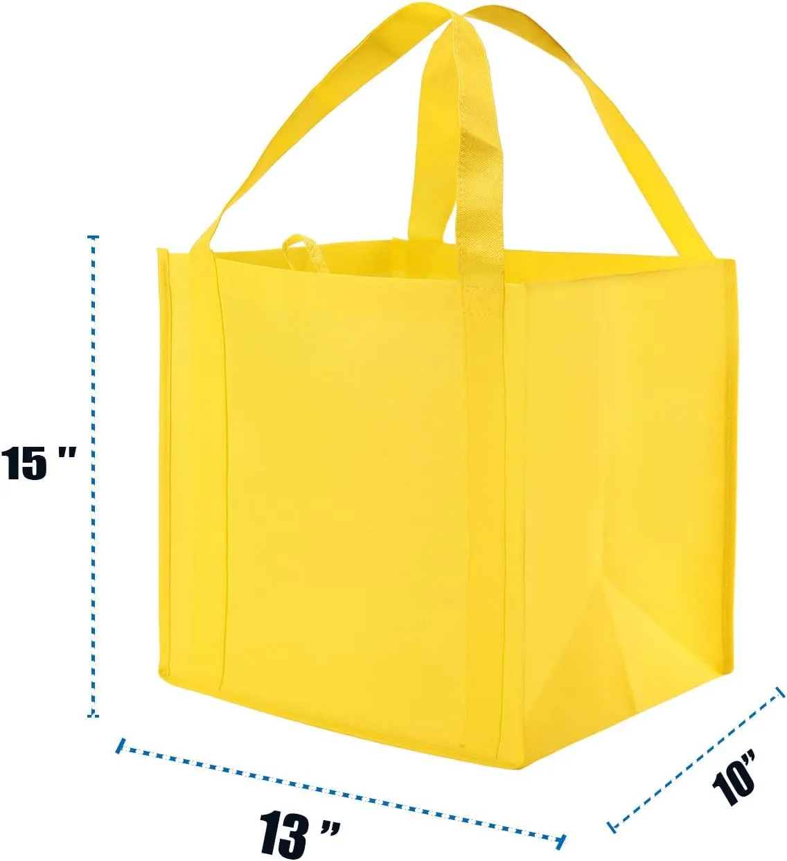 NERUB Set of 10 Reusable Grocery Bags Heavy Duty Shopping Bags Large Grocery Totes with Reinforced Bottom Super Sturdy Handles, Yellow