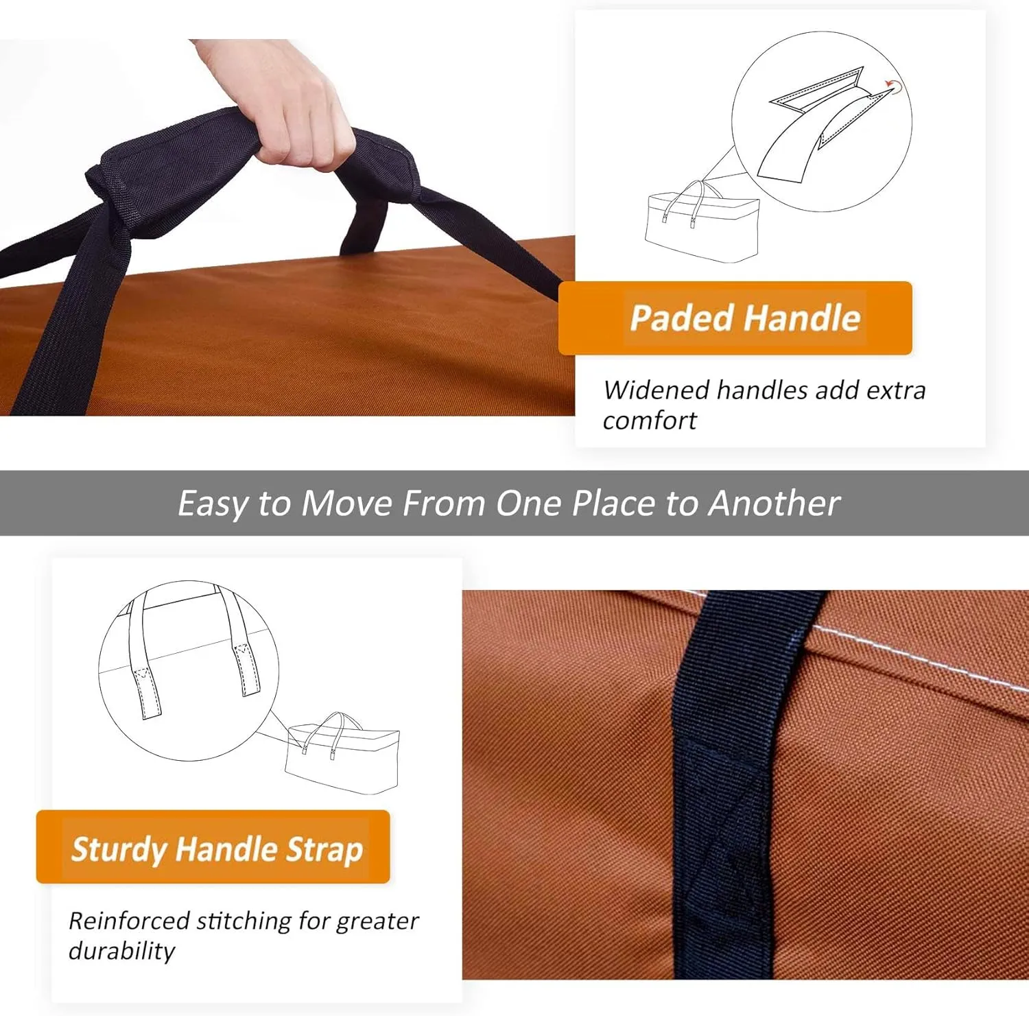 NettyPro Outdoor Patio Cushion Storage Bags 32 x 32 x 24 inch Water-Resistant Heavy Duty Small Storage Bag for Cushions, Brown