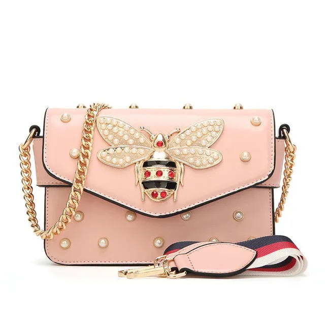 New Bee Pearl Women Crossbody Messenger Bags Shoulder Leather Handbags For Famous Luxury Brand