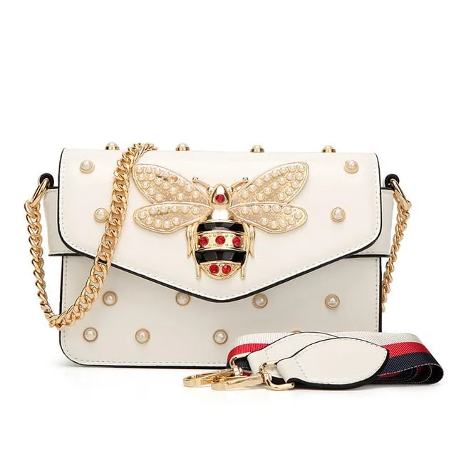 New Bee Pearl Women Crossbody Messenger Bags Shoulder Leather Handbags For Famous Luxury Brand