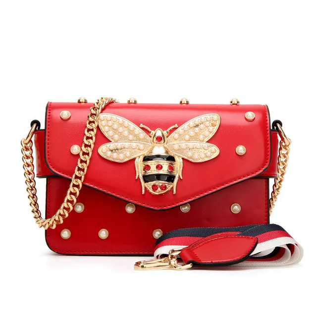 New Bee Pearl Women Crossbody Messenger Bags Shoulder Leather Handbags For Famous Luxury Brand