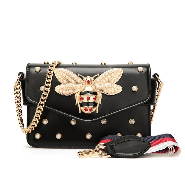 New Bee Pearl Women Crossbody Messenger Bags Shoulder Leather Handbags For Famous Luxury Brand