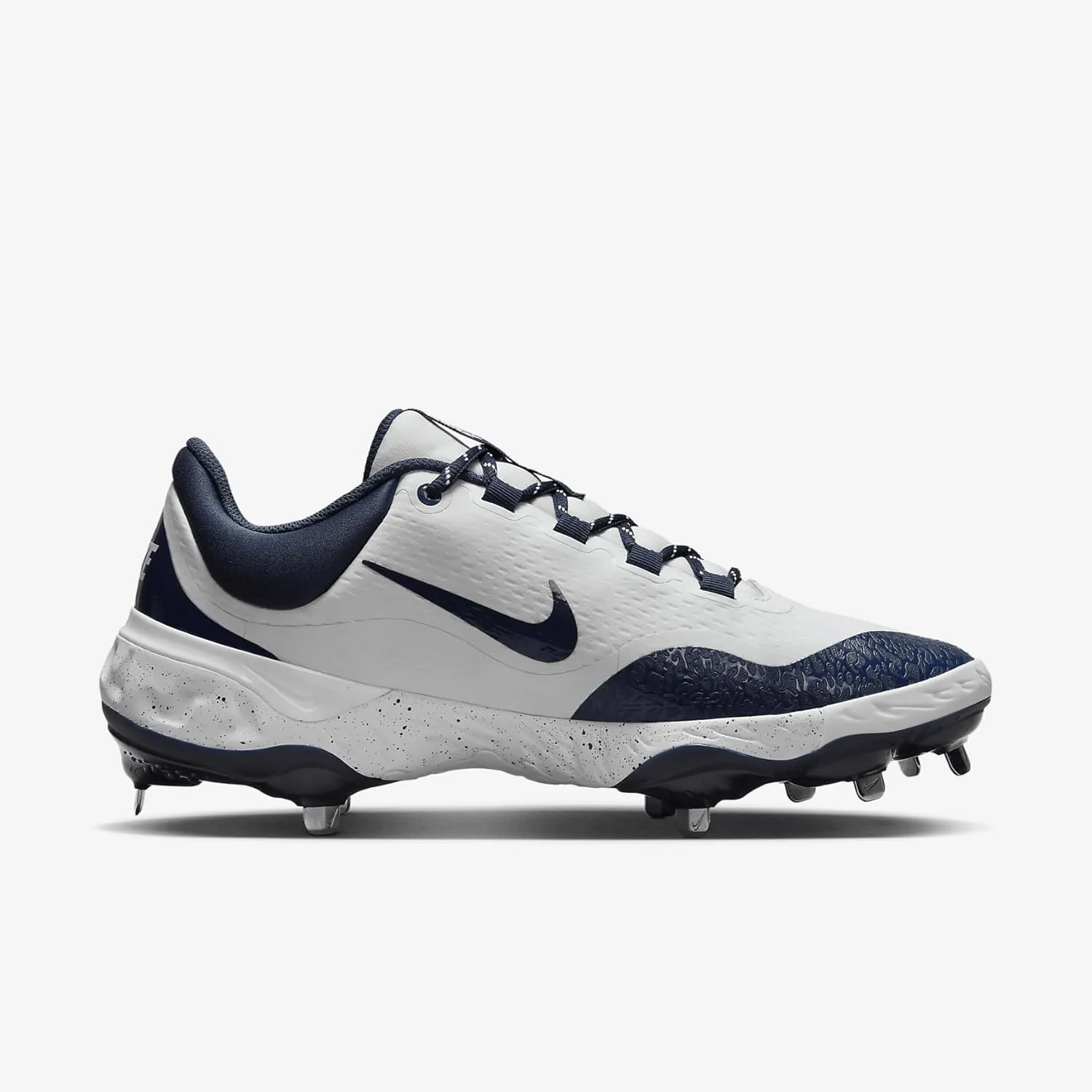 Nike Alpha Huarache Elite 4 Low Baseball Cleats (FD2745-107, White/Midnight Navy)