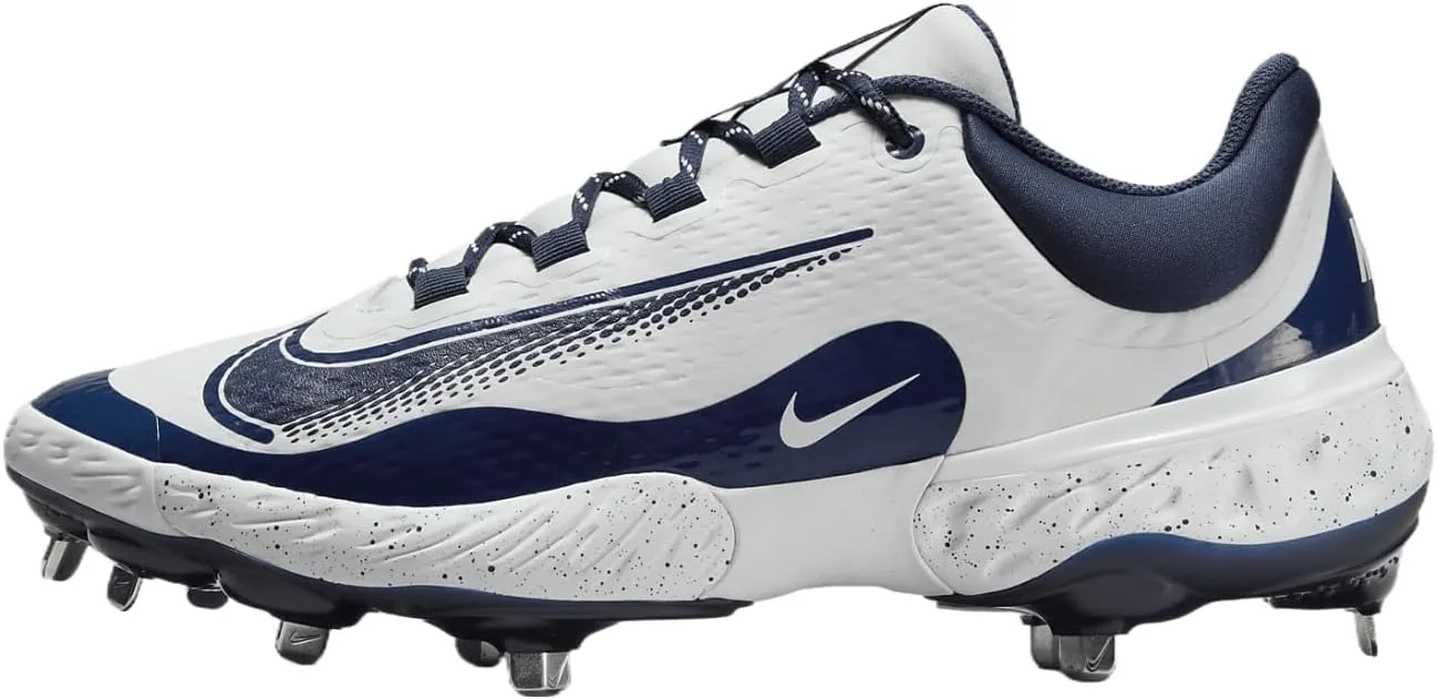 Nike Alpha Huarache Elite 4 Low Baseball Cleats (FD2745-107, White/Midnight Navy)