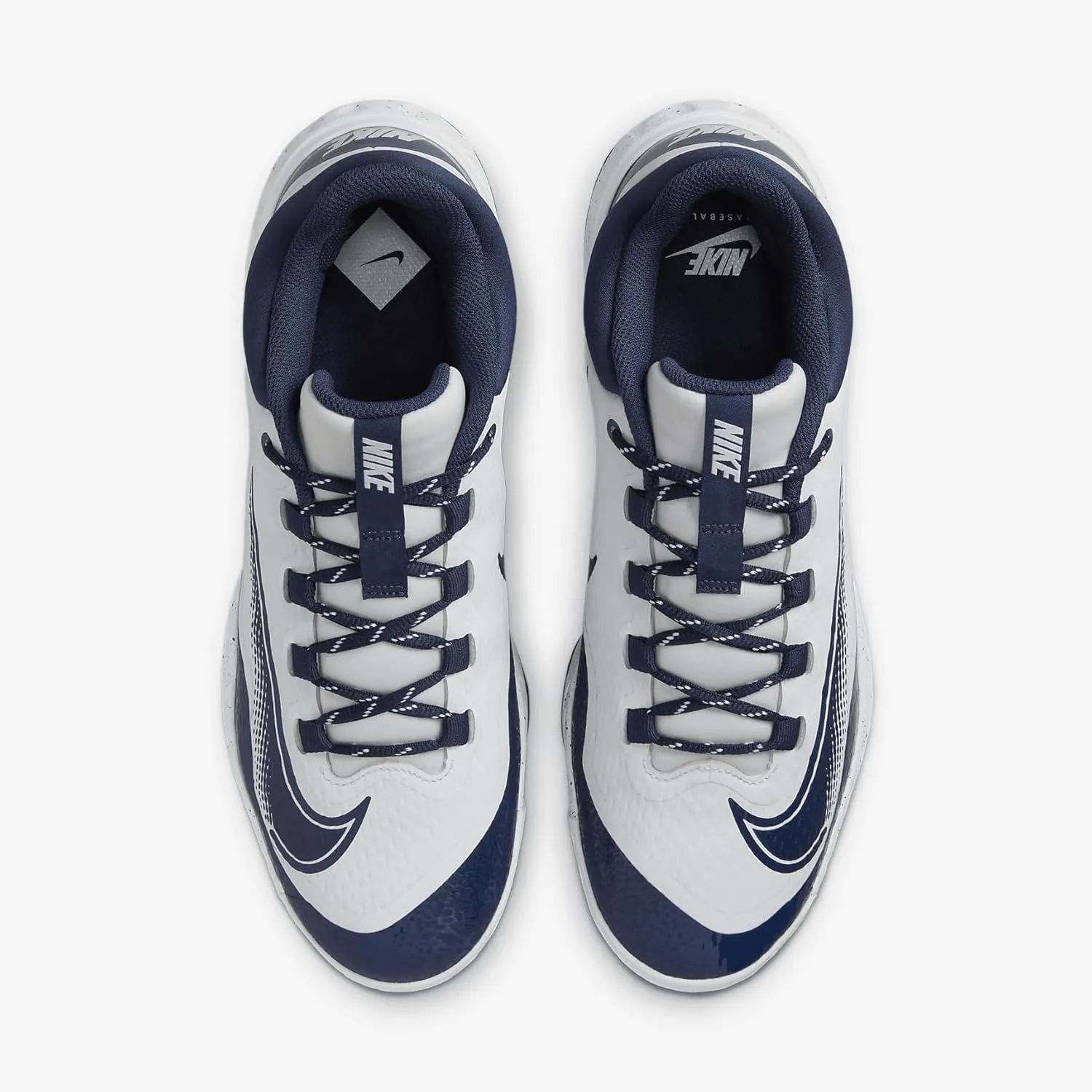 Nike Alpha Huarache Elite 4 Low Baseball Cleats (FD2745-107, White/Midnight Navy)