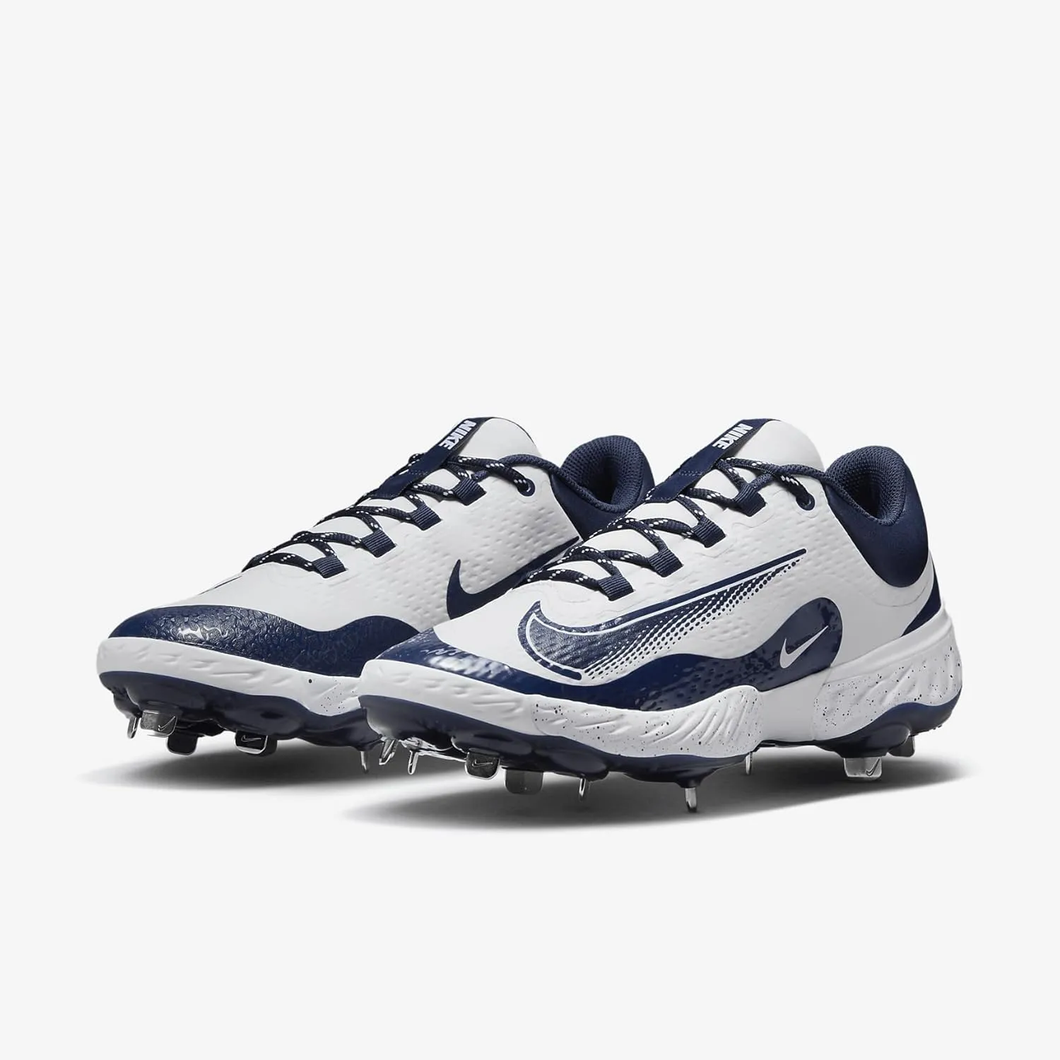 Nike Alpha Huarache Elite 4 Low Baseball Cleats (FD2745-107, White/Midnight Navy)