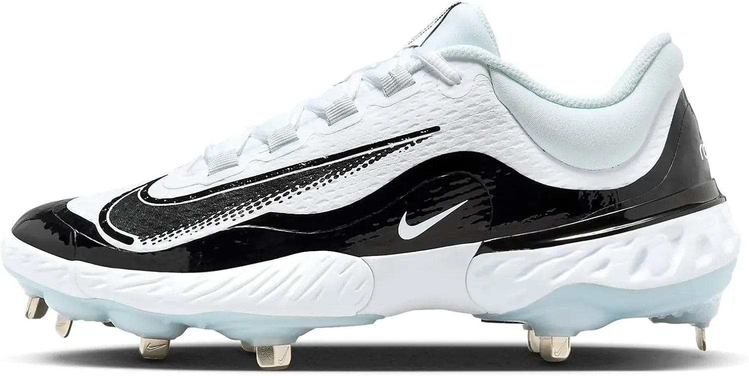Nike Men's Alpha Team Huarache Elite 4 Low Metal Baseball Cleats (FD2745-101, White/Black/Black)