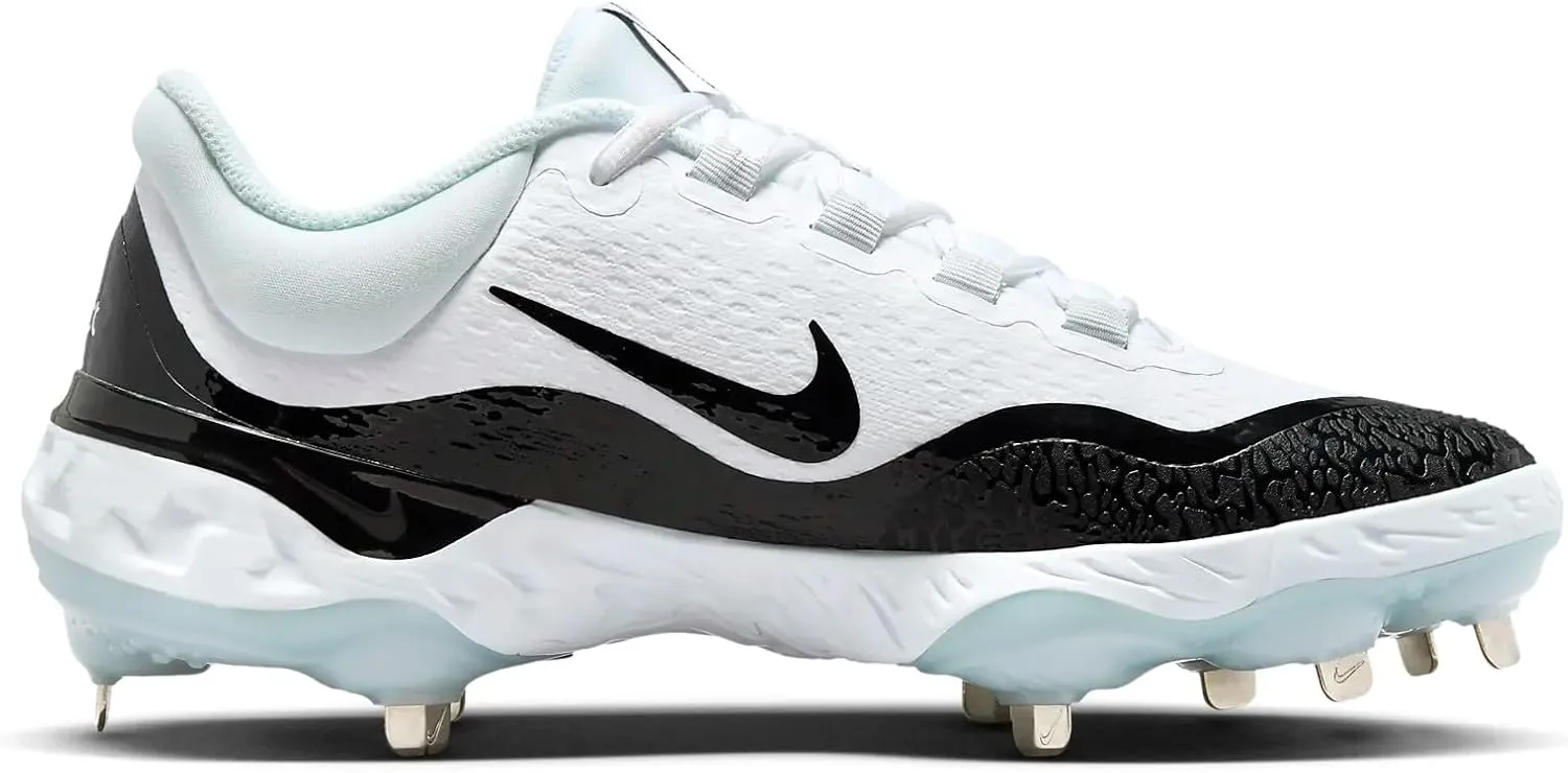 Nike Men's Alpha Team Huarache Elite 4 Low Metal Baseball Cleats (FD2745-101, White/Black/Black)