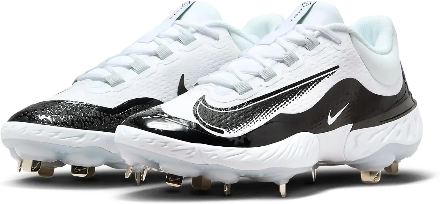 Nike Men's Alpha Team Huarache Elite 4 Low Metal Baseball Cleats (FD2745-101, White/Black/Black)