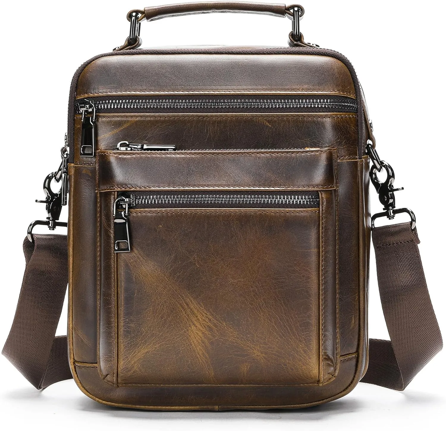 NIUCUNZH Genuine Leather Small Messenger Bag Vintage Leather Man Purse Handbag Crossbody Shoulder Bags for Men