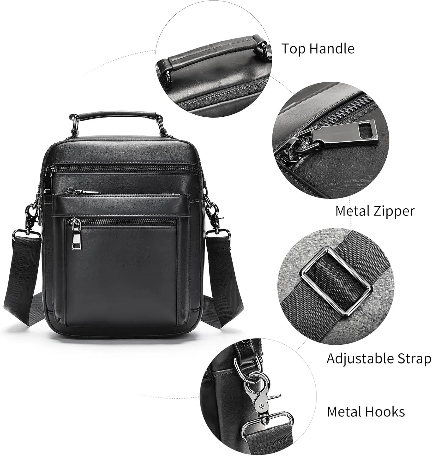 NIUCUNZH Genuine Leather Small Messenger Bag Vintage Leather Man Purse Handbag Crossbody Shoulder Bags for Men