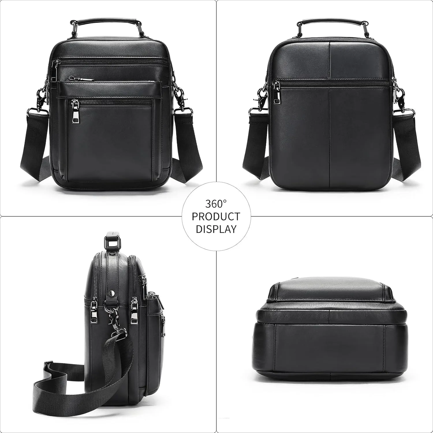 NIUCUNZH Genuine Leather Small Messenger Bag Vintage Leather Man Purse Handbag Crossbody Shoulder Bags for Men