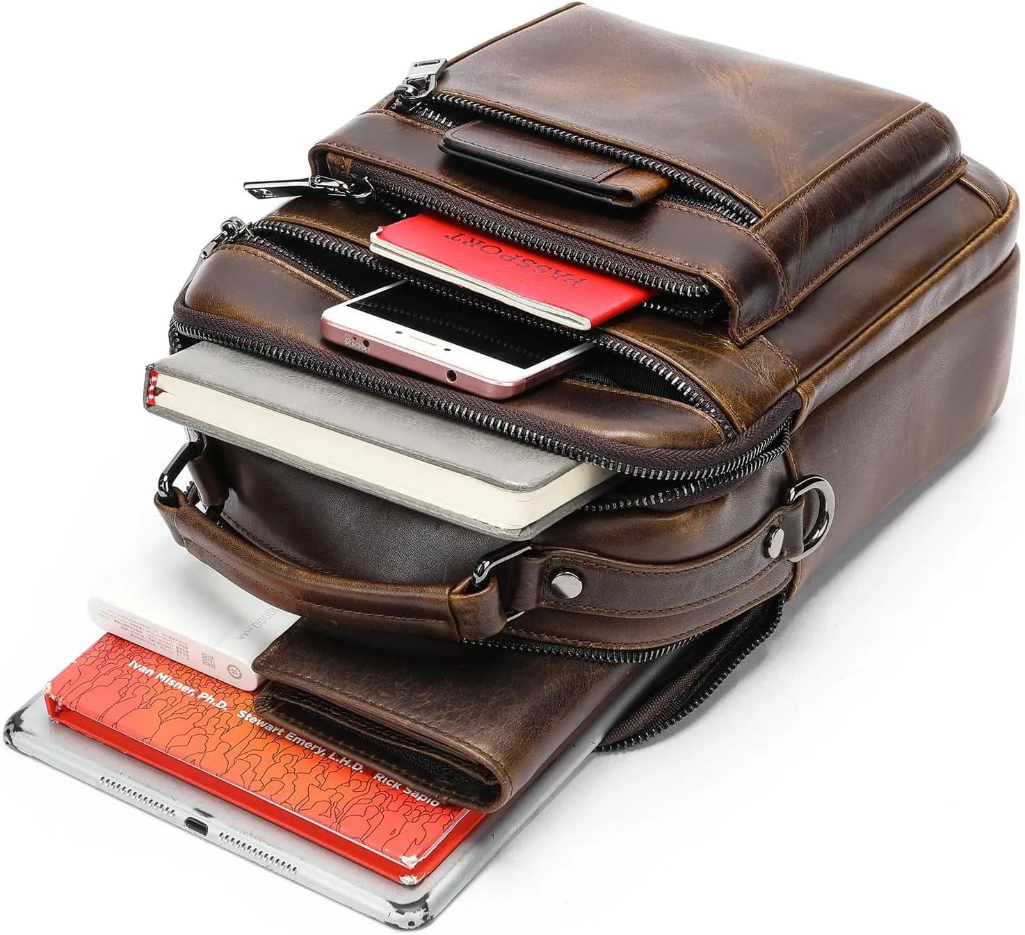 NIUCUNZH Genuine Leather Small Messenger Bag Vintage Leather Man Purse Handbag Crossbody Shoulder Bags for Men