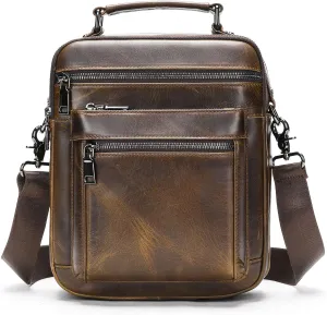 NIUCUNZH Genuine Leather Small Messenger Bag Vintage Leather Man Purse Handbag Crossbody Shoulder Bags for Men