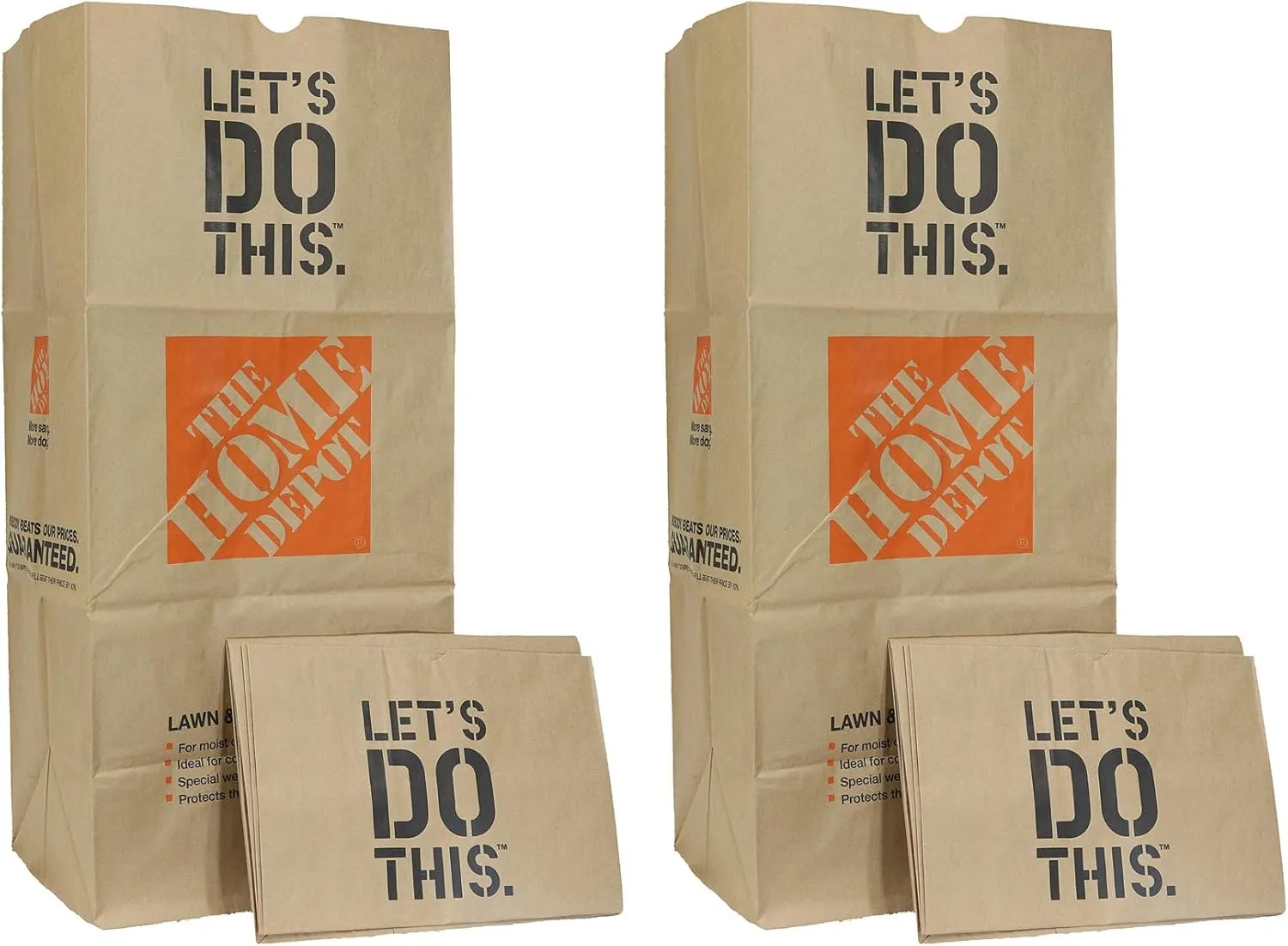 NLAVNG Heavy Duty Brown Paper 30 Gallon Lawn and Refuse Bags for Home and Garden (15 Lawn Bags) 2 Case of Pack of 15 Lawn Bags