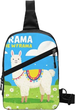 No Drama Llama Printed men's and women's foldable crossbody bags, sports crossbody bags, perfect fashion combination