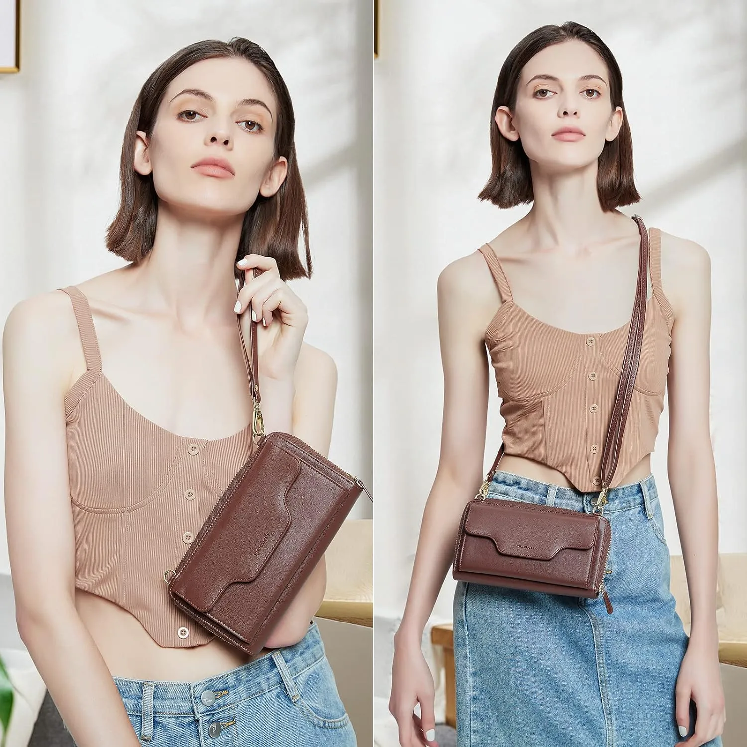 nuoku Crossbody Bags, Wristlet Wallets, Small Clutch Purses - Cell Phone & RFID Wallet for Women