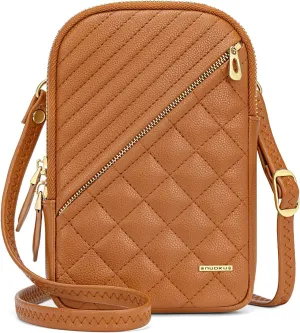 nuoku Small Crossbody Bags for Women Vegan Leather Cell Phone Wallet Purses for Women with Double Zipper,RFID Wallet