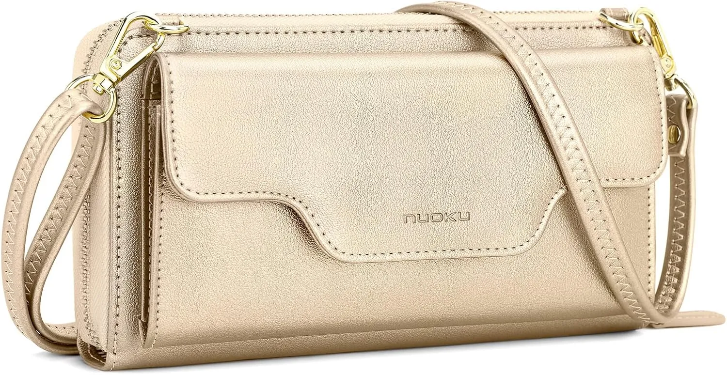 nuoku Women's Small Crossbody Shoulder Bags, Clutch Purses Wristlet Phone Wallet for Women with Credit Card Holder