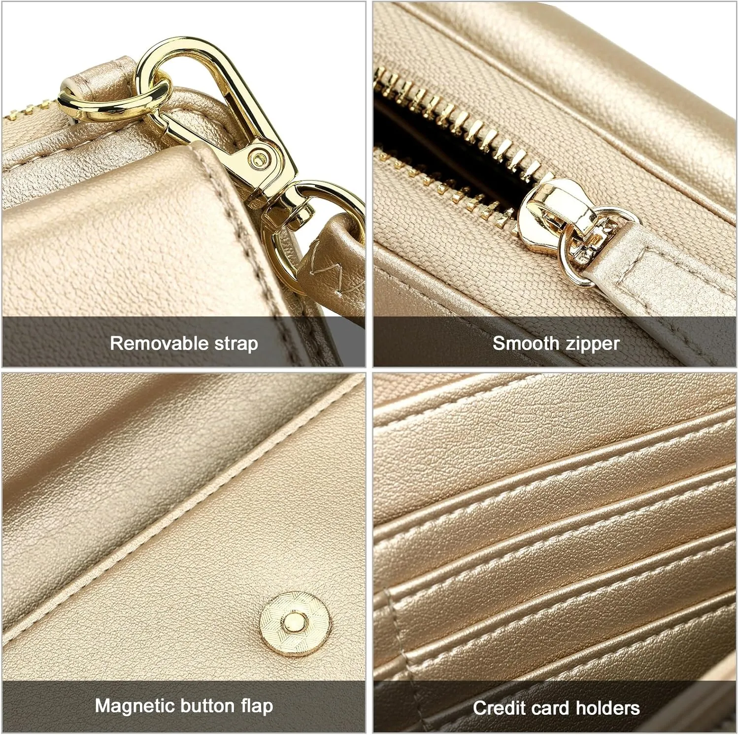 nuoku Women's Small Crossbody Shoulder Bags, Clutch Purses Wristlet Phone Wallet for Women with Credit Card Holder