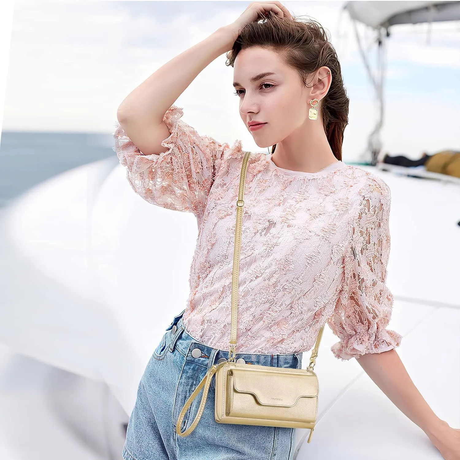 nuoku Women's Small Crossbody Shoulder Bags, Clutch Purses Wristlet Phone Wallet for Women with Credit Card Holder