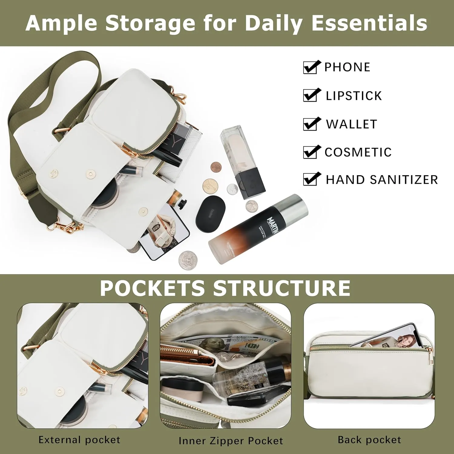 Nylon Crossbody Bag Small Purses for Women Crossbody Shoulder Bags with RFID Blocking Pocket Traveling Workout