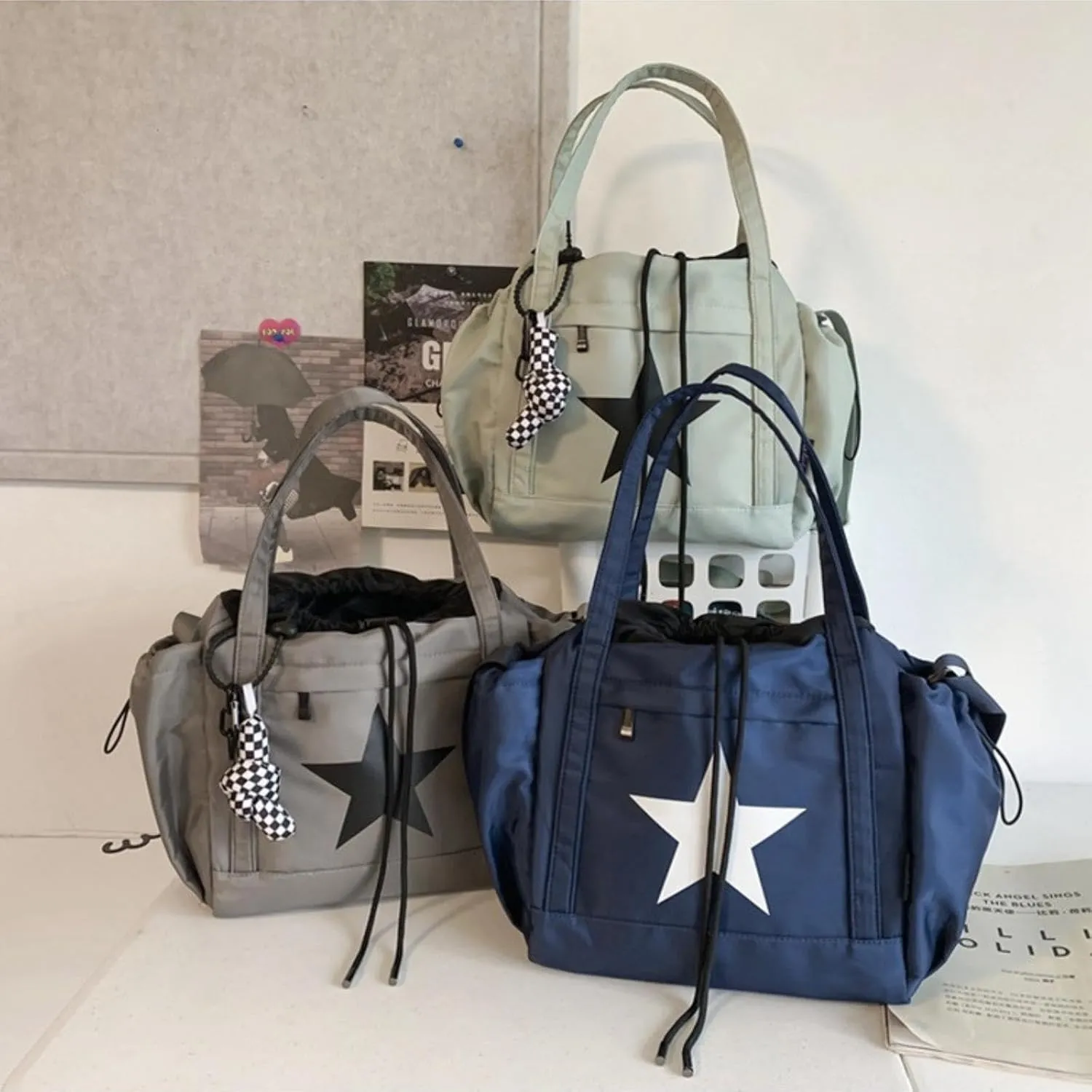 Nylon Star Messenger Bag Y2K, Cute Tote Bags Aesthetic, Small Travel Crossbody Shoulder Bags For Women