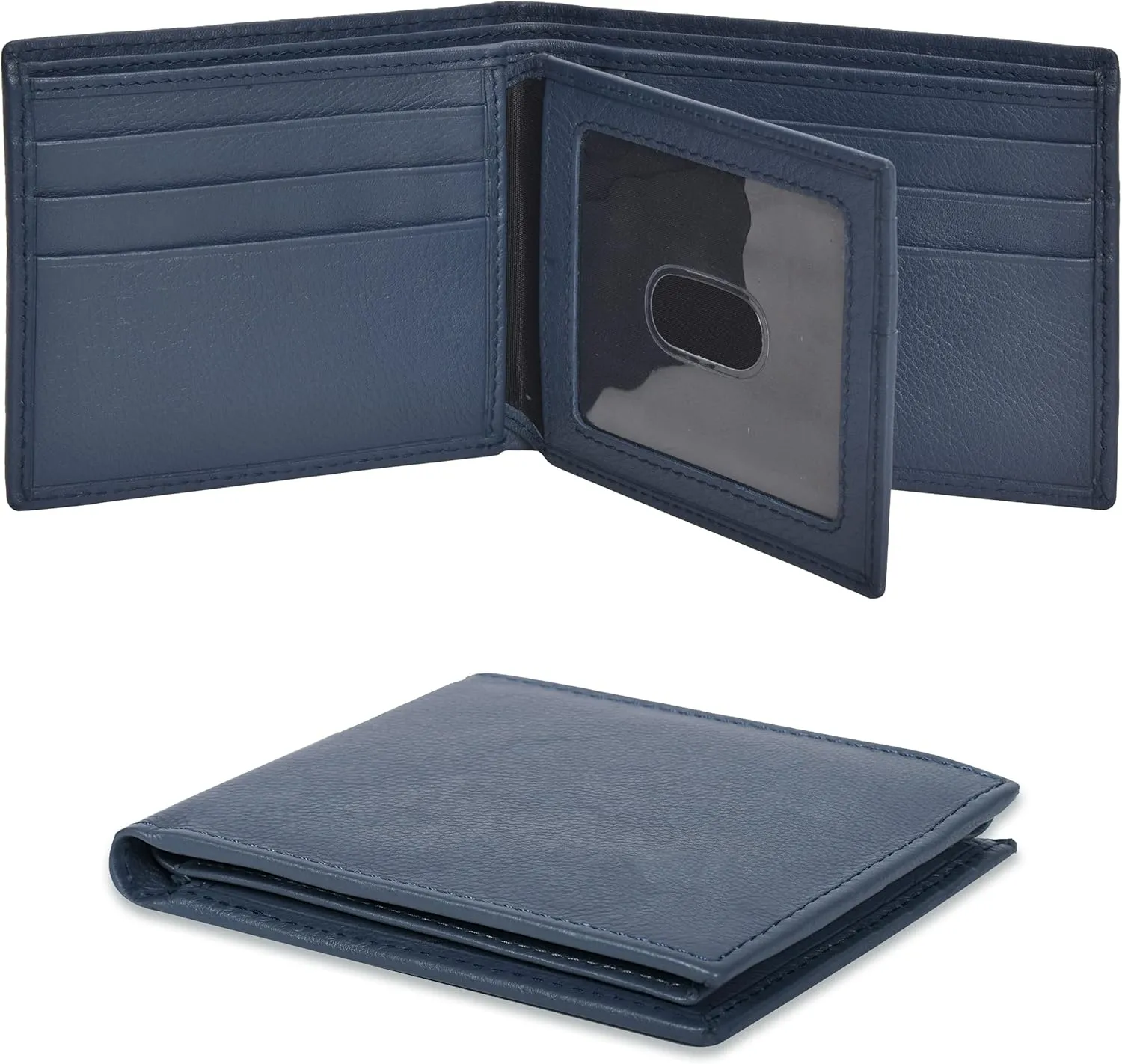Oak Leathers Leather Wallet for Men - RFID Bifold Wallets with 9 Credit Cards 1 ID Window Slim Minimalist Front Pocket Gift For Men