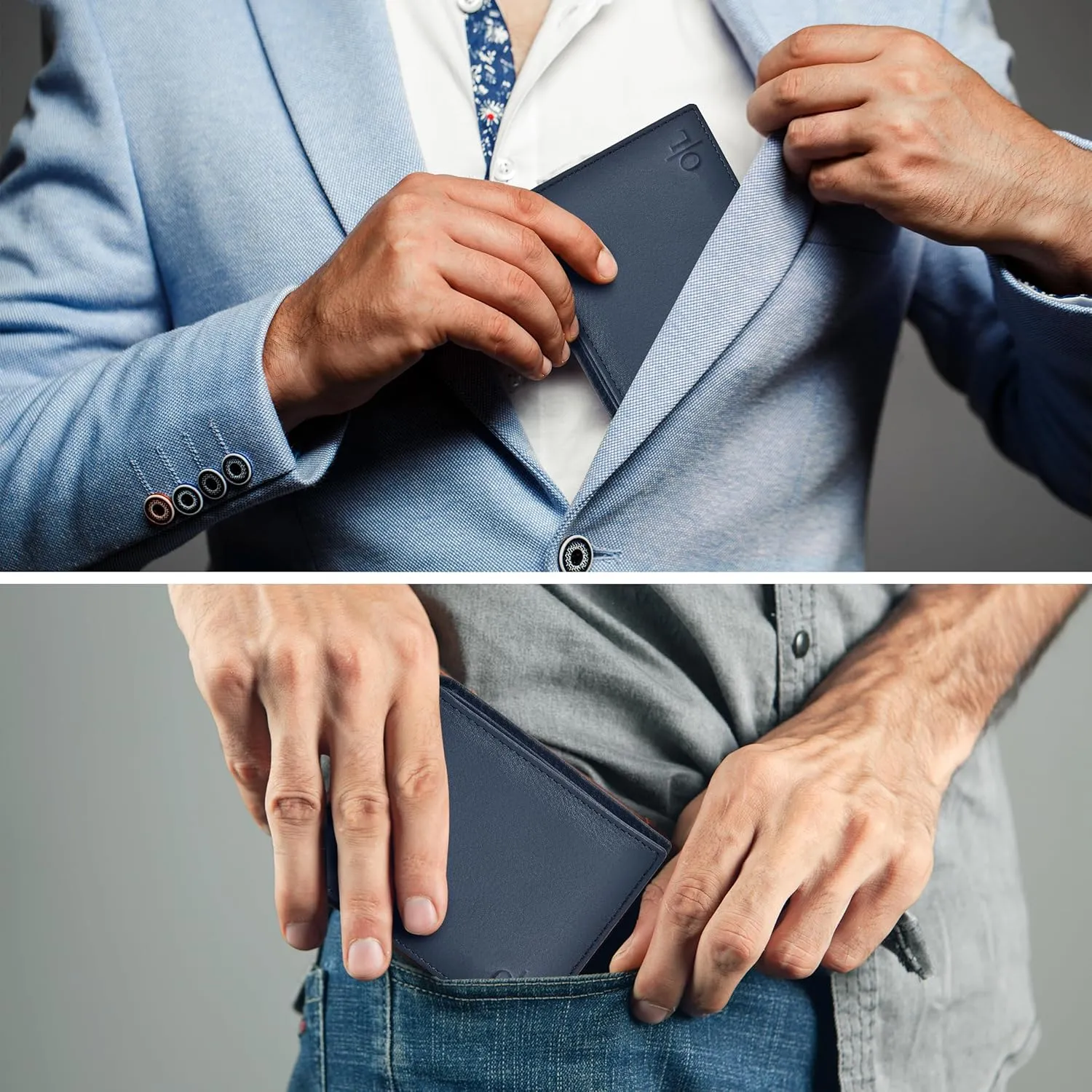 Oak Leathers Leather Wallet for Men - RFID Bifold Wallets with 9 Credit Cards 1 ID Window Slim Minimalist Front Pocket Gift For Men