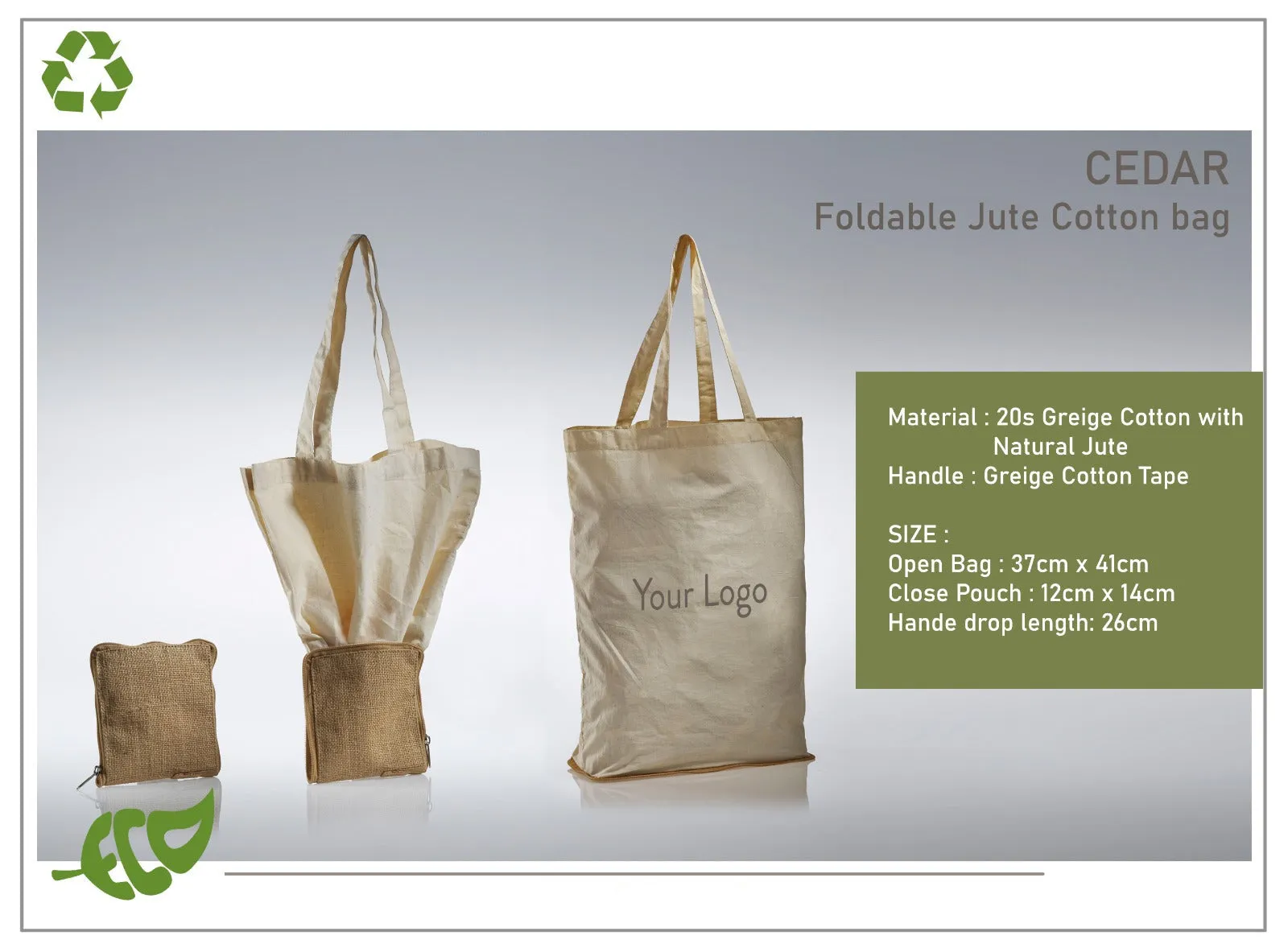 Oblique Cedar Foldable Jute Cotton Bag: 1N