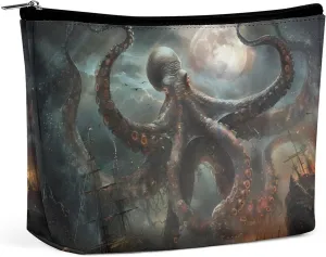 Ocean Octopus Pirate Ship Makeup Bag Cosmetic Pouch Toiletry Bags Travel Organizer