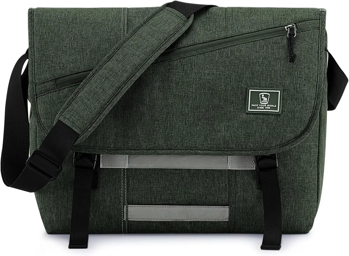 OIWAS Messenger Bag for Men, 15.6 Inch Laptop Crossbody Bags Women Casual Satchel Shoulder Bag College Travel Office Briefcase (15.6 Inch, Dark Green)