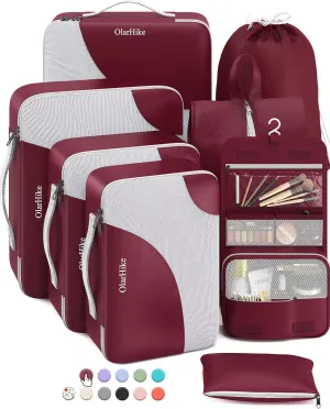OlarHike 8 Set Packing Cubes for Travel, 4 Various Sizes(Extra Large,Large,Medium,Small), Luggage Organizer Bags for Trip Accessories Essentials,For Carry on Suitcases (Burgundy)