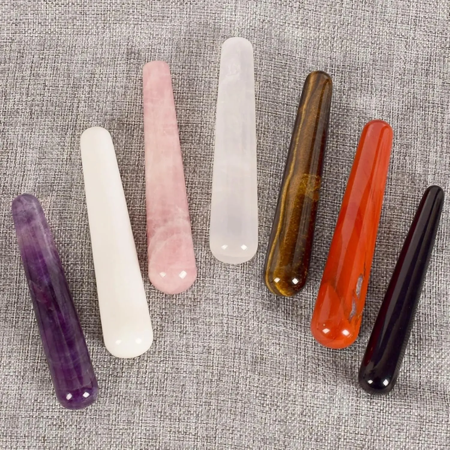 oni Wand Massage Stick Natural Rose Quartz Face Body Eye Crystal Mineral Stone Massager Health Skin Care Gua Sha Detox Lifting Y(Rose Quartz)
