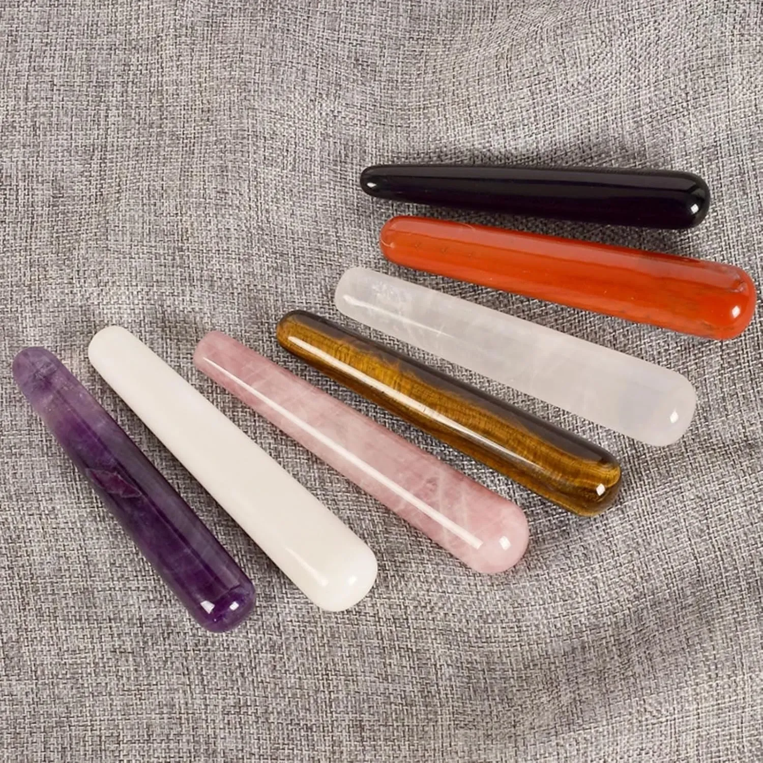 oni Wand Massage Stick Natural Rose Quartz Face Body Eye Crystal Mineral Stone Massager Health Skin Care Gua Sha Detox Lifting Y(Rose Quartz)