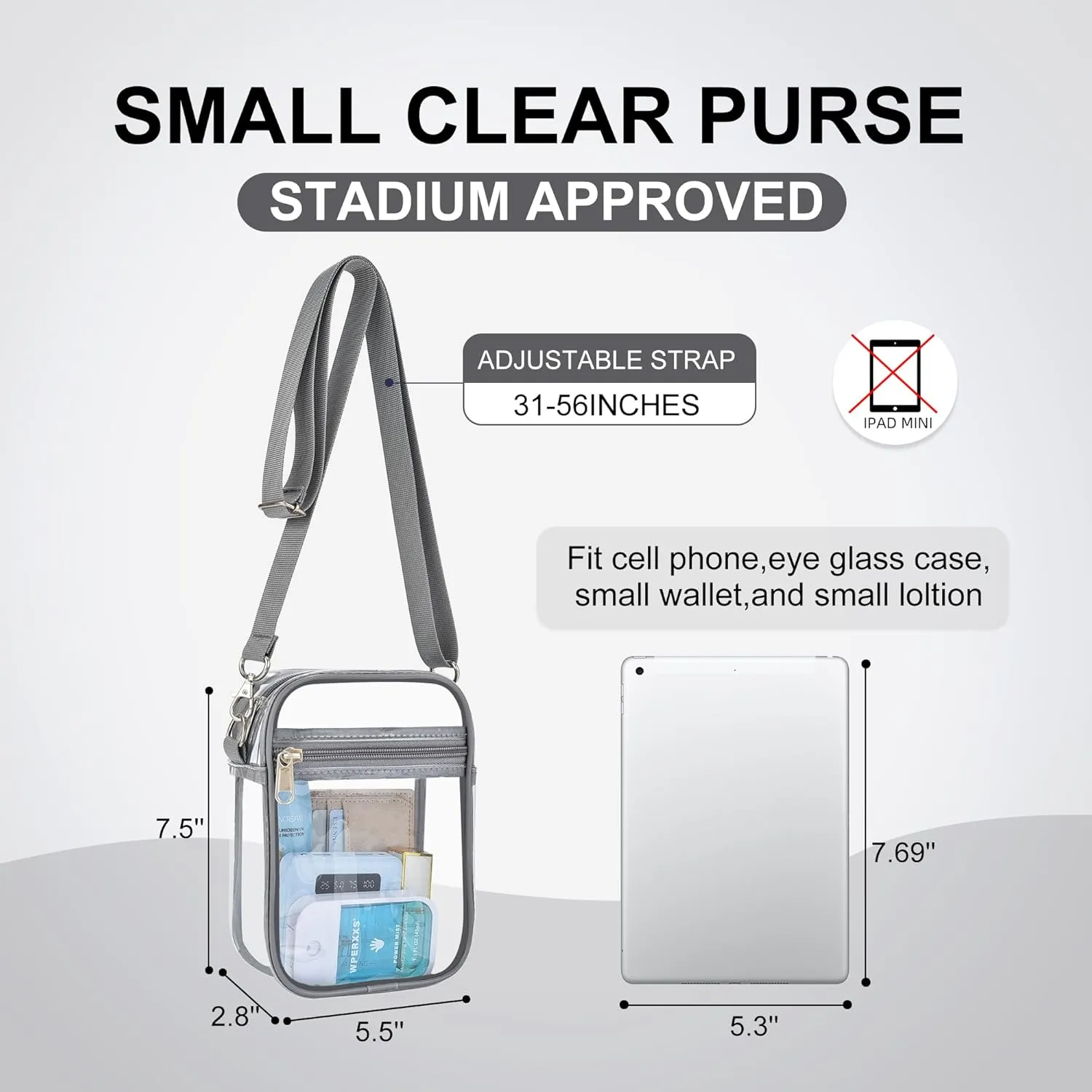 OrabenClear Messenger Bag Clear Bag Stadium Approved, Clear Purse Clear Crossbody Bag for Work, Workout, Sports